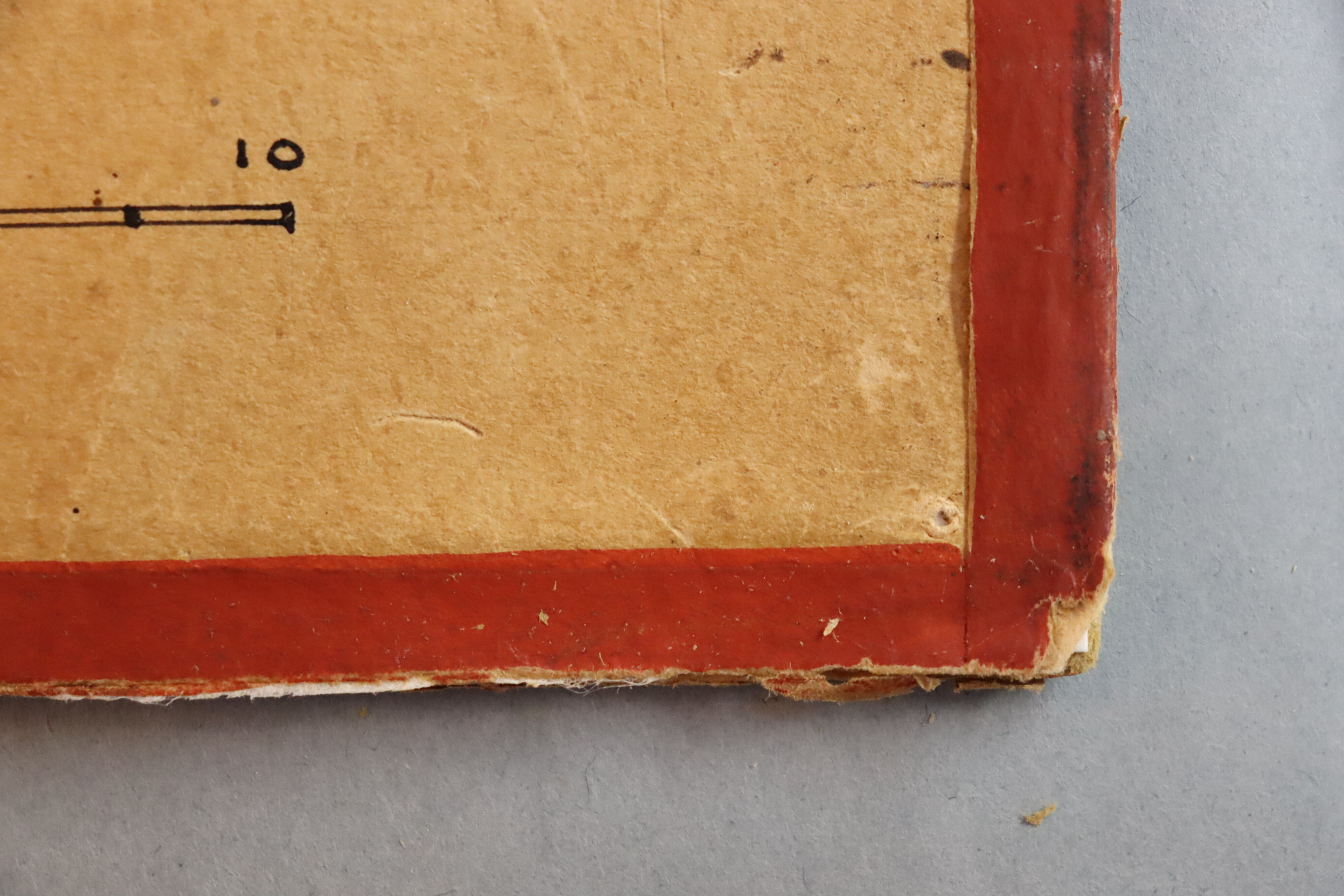 Close-up of the lower right corner of the ground-floor plan of Hôtel Particulier, highlighting red-painted tape details.
